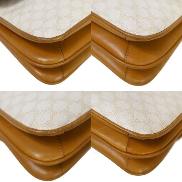 CELINE Macadam Pattern Crossbody Shoulder Bag PVC Leather White Brown - Picture 5 of 16